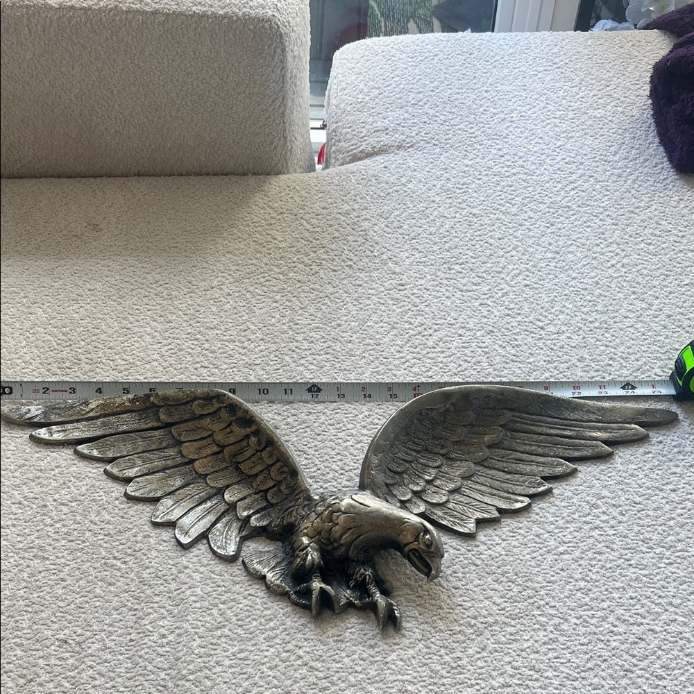 Vintage Cast Metal Eagle Wall Plaque – 25” Wingspan